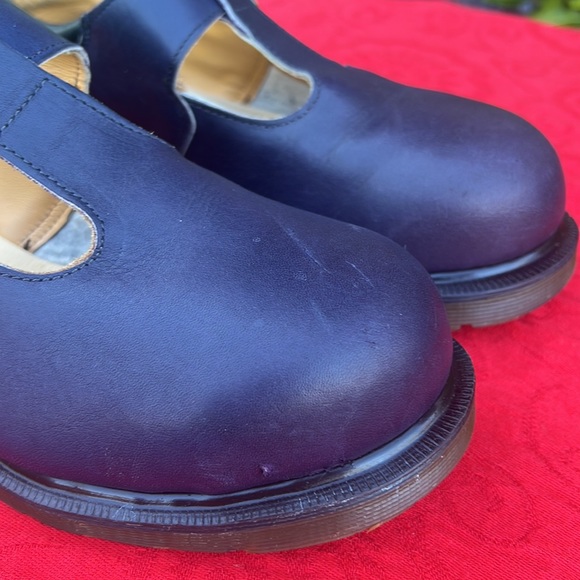 🏴 Vintage MIE Dr. Martens Purple Steel Toe Chunky Mary Jane UK 6 - Picture 15 of 17